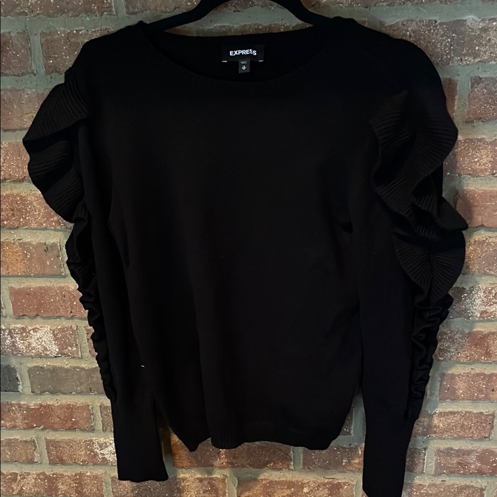 Express Black Ruffle Sweater